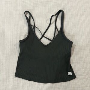 Hunter green Ribbed Strappy Tank Top